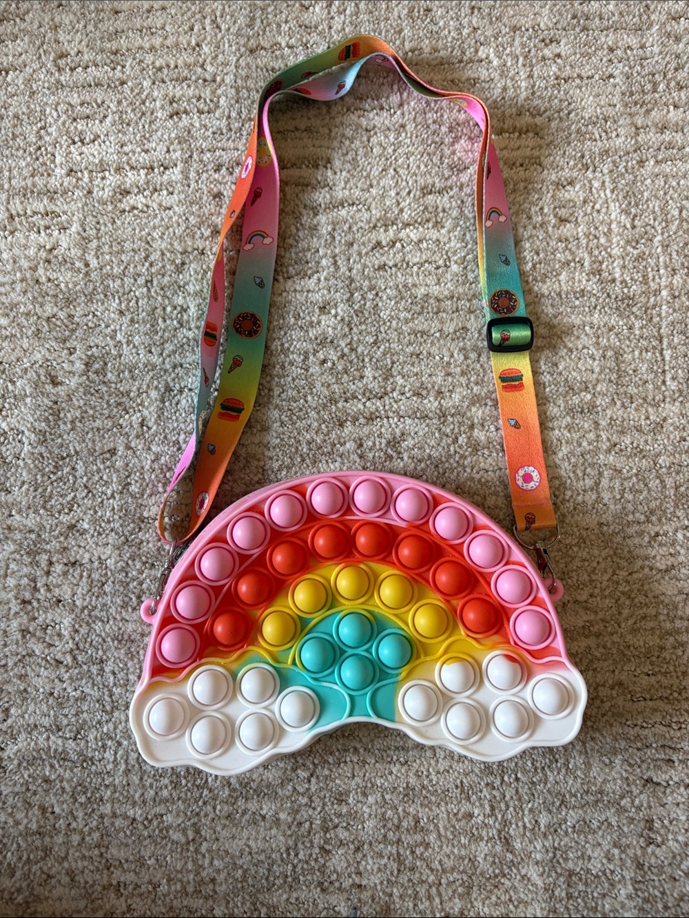 Rainbow Pop-It Crossbody Bag with Colorful Strap